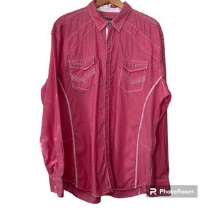 Buckle Black Western, Athletic Fit, long sleeved shirt in red/white. Mens XXL